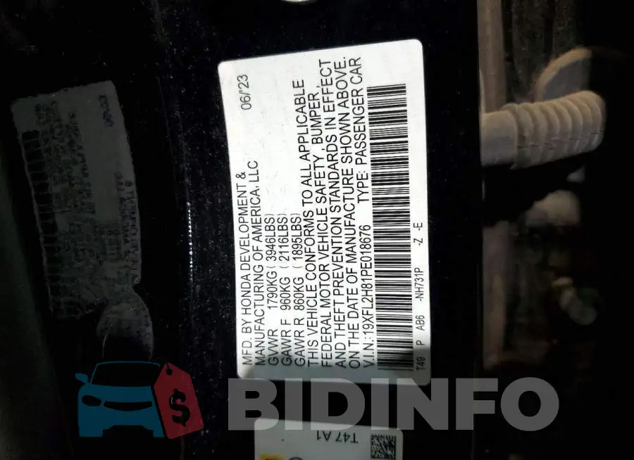 19XFL2H81PE018676 Photo# 13