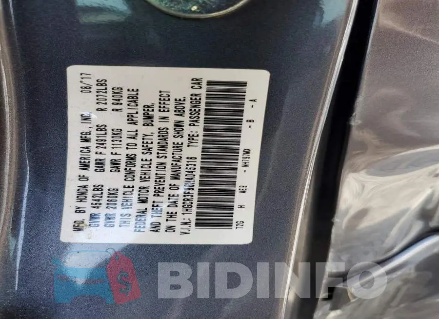 1HGCR3F96HA045316 Photo# 12