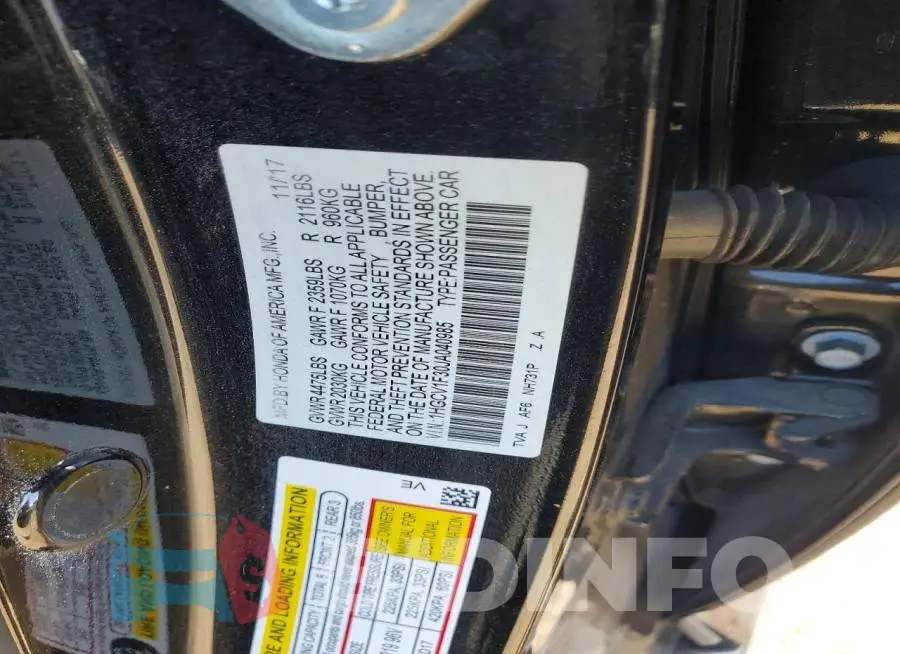 1HGCV1F30JA040985 Photo# 12