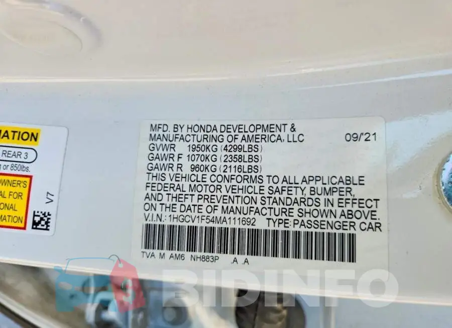 1HGCV1F54MA111692 Photo# 12