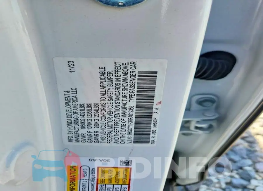 1HGCY1F37RA019358 Photo# 12