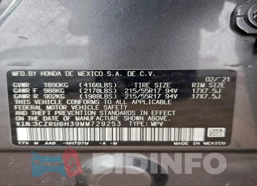3CZRU6H39MM729253 Photo# 13