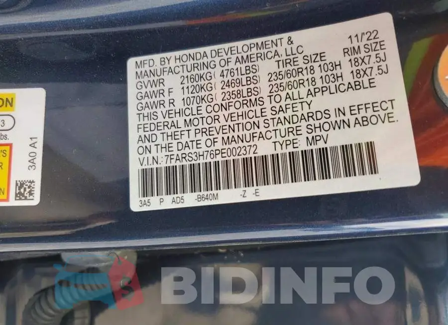 7FARS3H76PE002372 Photo# 13