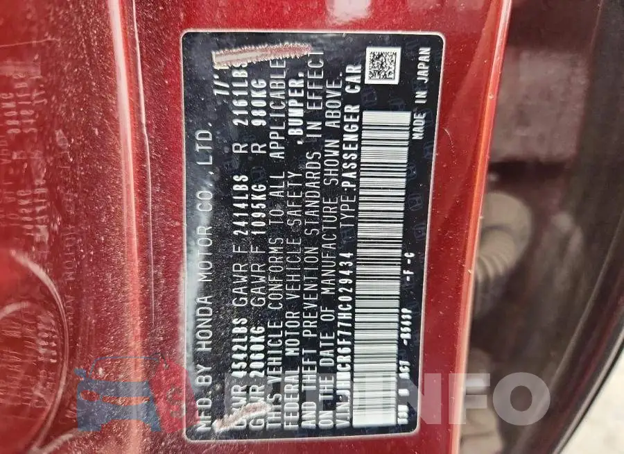 JHMCR6F77HC029434 Photo# 12