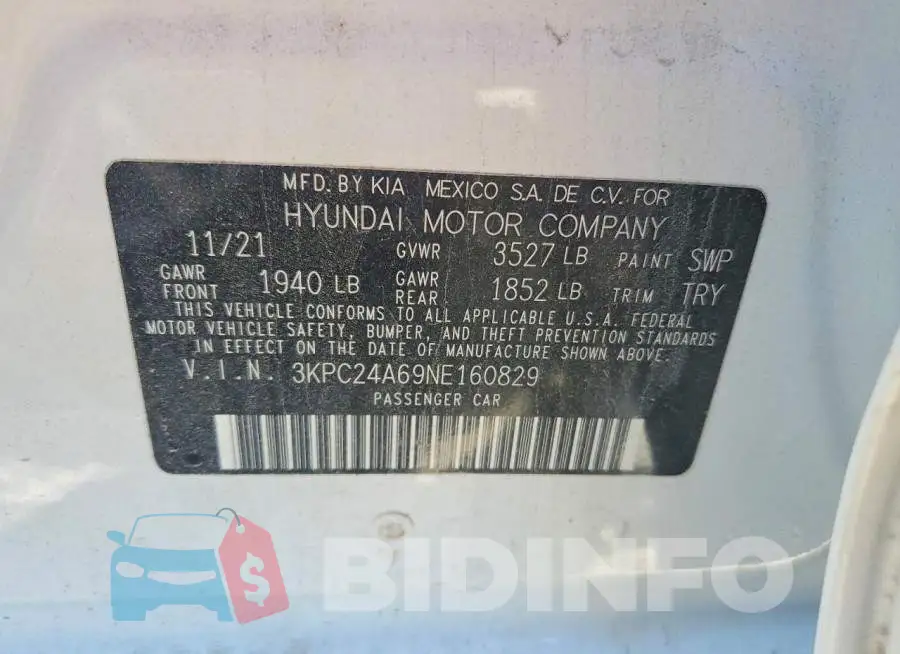 3KPC24A69NE160829 Photo# 12