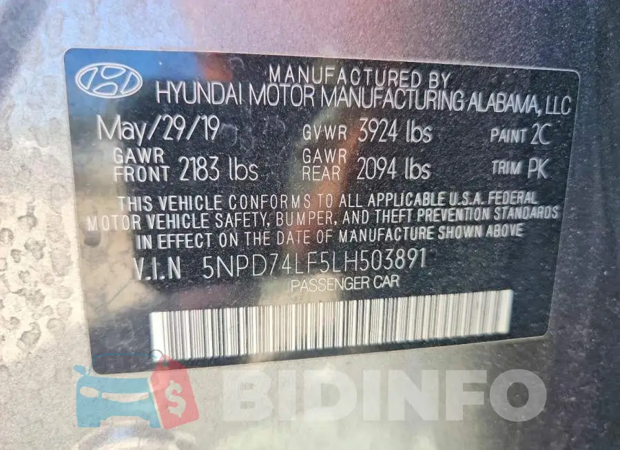 5NPD74LF5LH503891 Photo# 12
