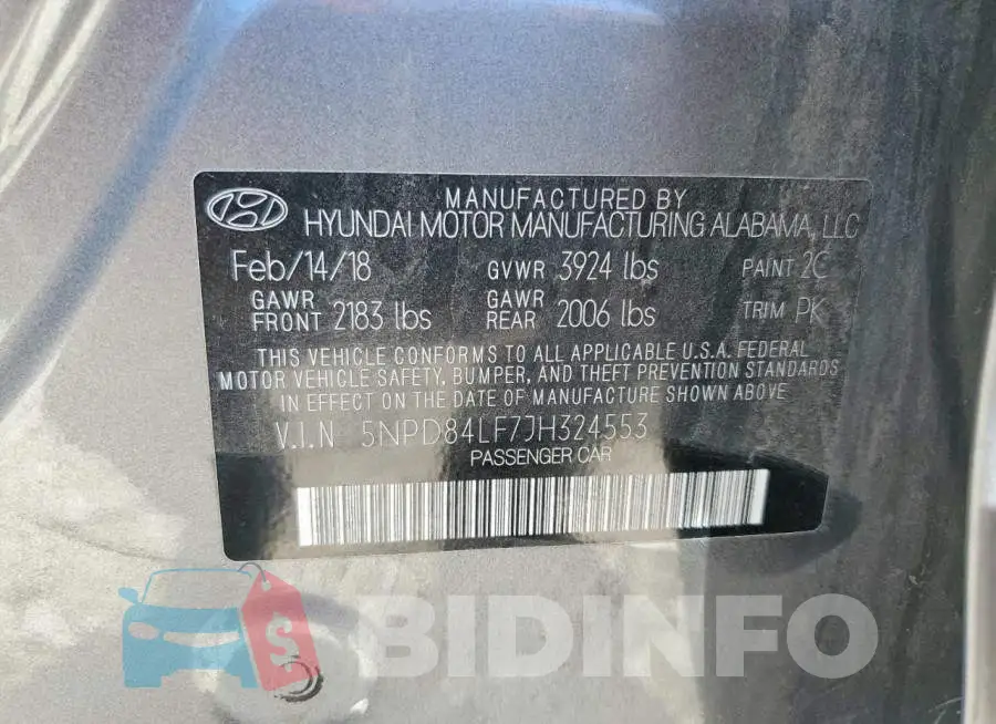 5NPD84LF7JH324553 Photo# 12