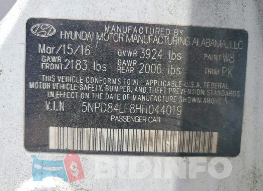 5NPD84LF8HH044019 Photo# 12