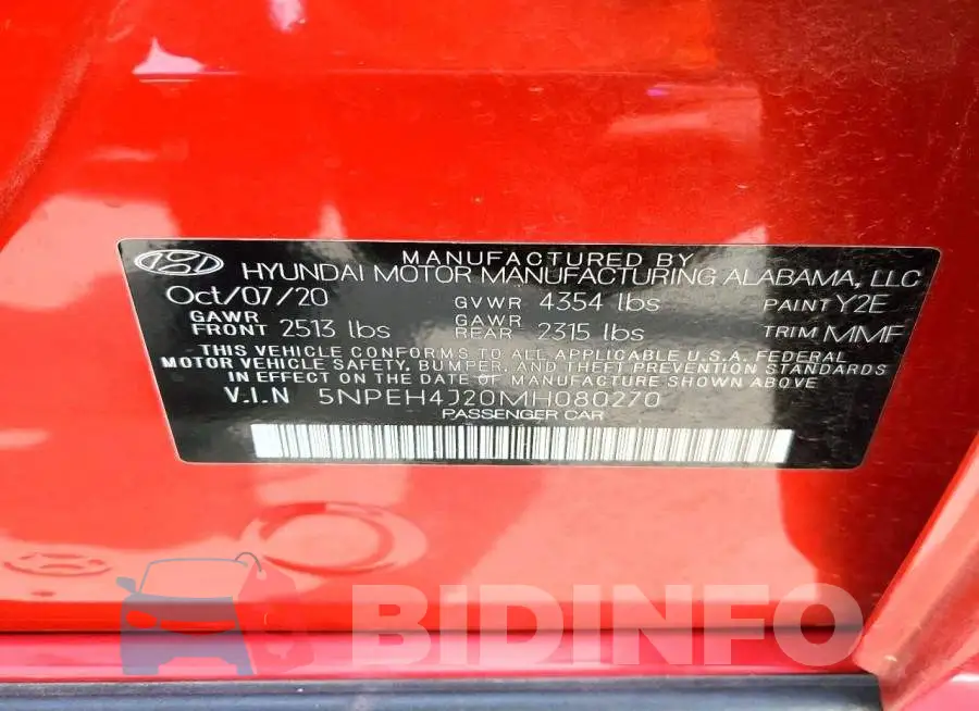 5NPEH4J20MH080270 Photo# 12