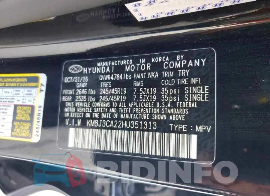 KM8J3CA22HU351313 Photo# 13