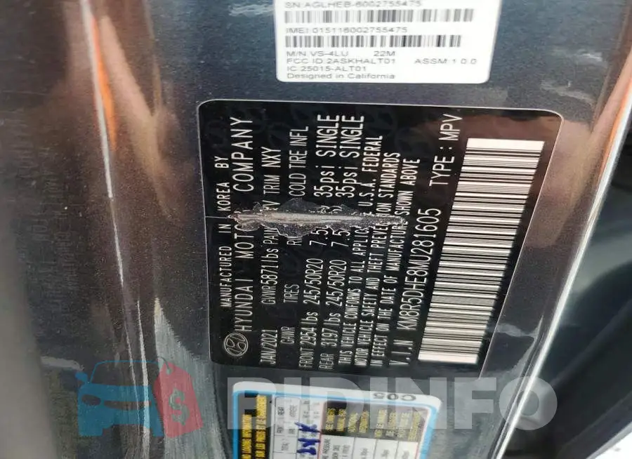 KM8R5DHE8MU281605 Photo# 13