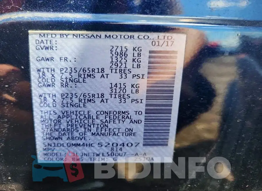 5N1DL0MM4HC520407 Photo# 13