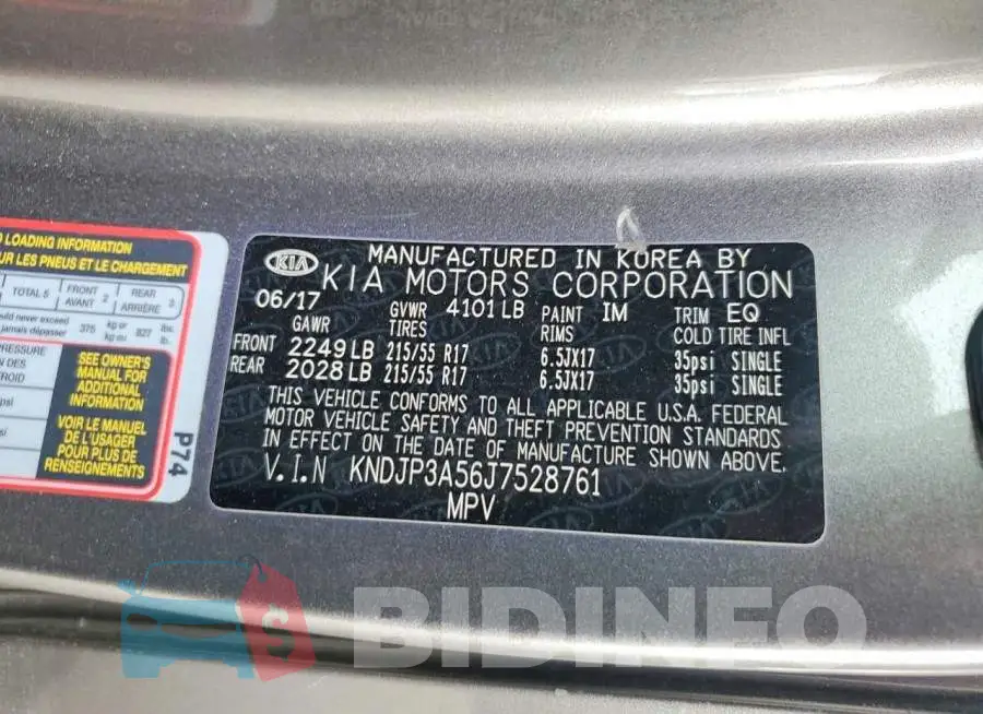 KNDJP3A56J7528761 Photo# 13