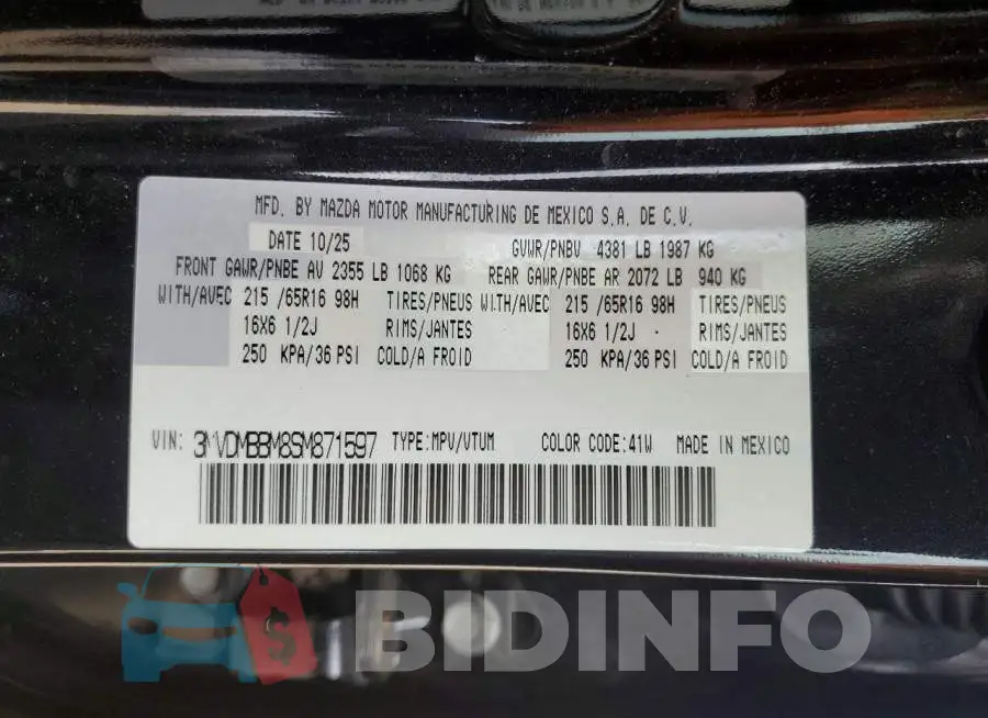 3MVDMBBM8SM871597 Photo# 13