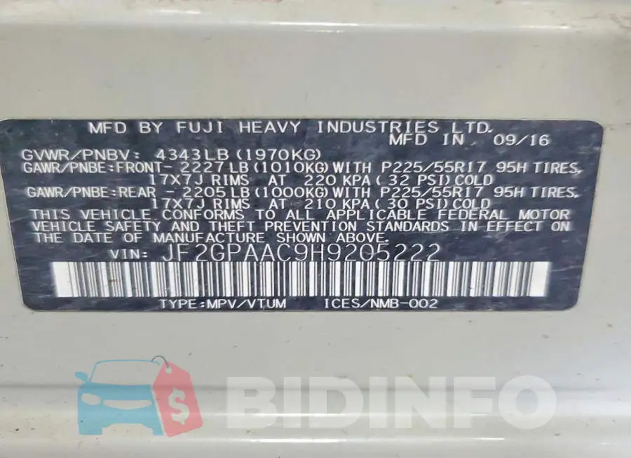 JF2GPAAC9H9205222 Photo# 13