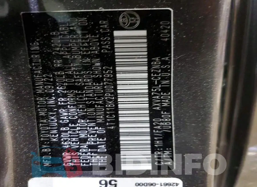 4T1C11BK2PU077952 Photo# 12