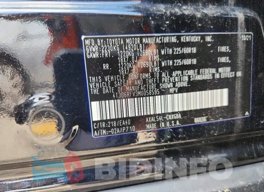 4T3D6RFV3MU058595 Photo# 13