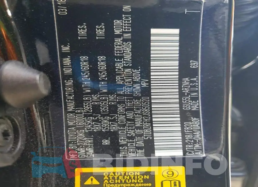 5TDBZRFH2JS850520 Photo# 14