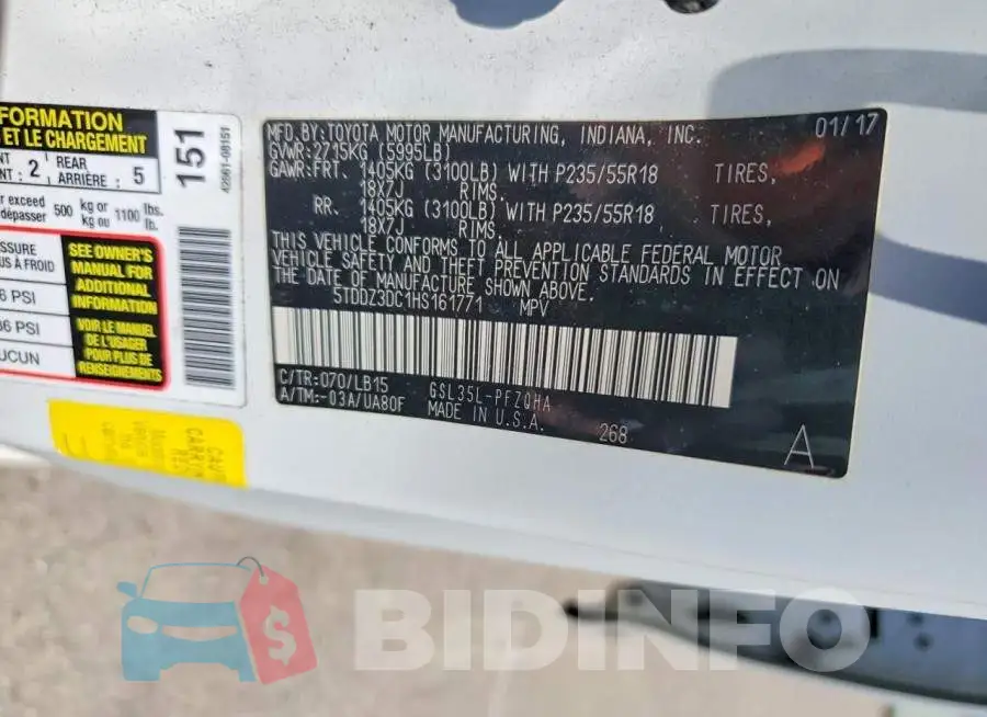 5TDDZ3DC1HS161771 Photo# 14
