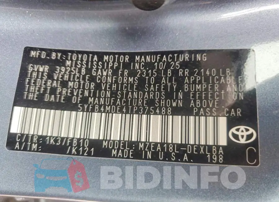 5YFB4MDE4TP375488 Photo# 12