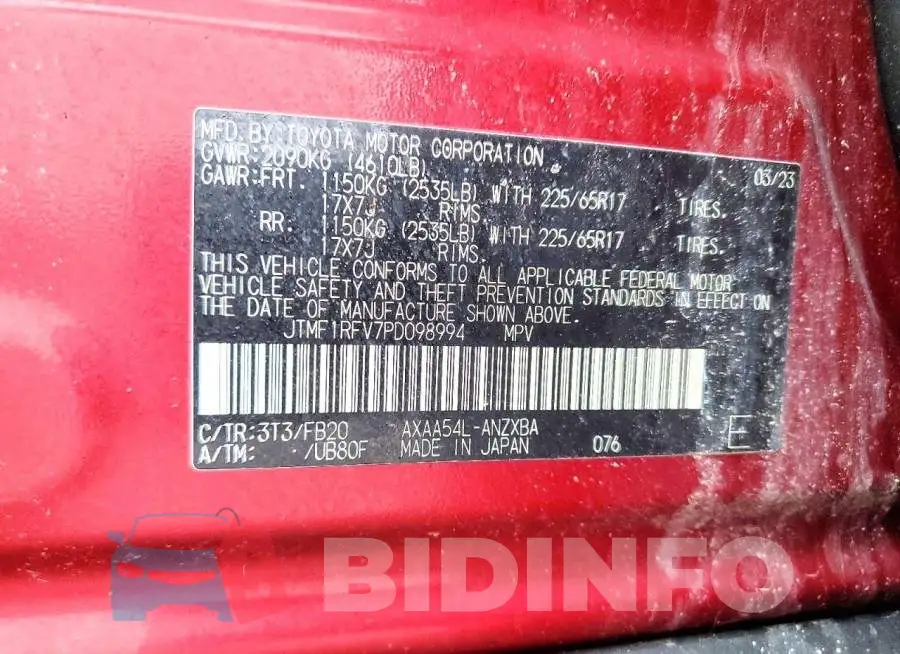JTMF1RFV7PD098994 Photo# 13