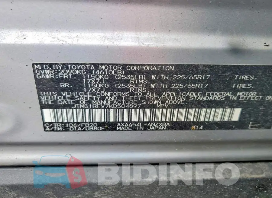 JTMG1RFV7KD504897 Photo# 14