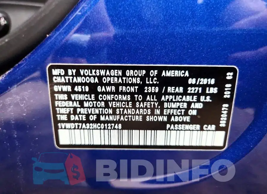 1VWDT7A32HC012748 Photo# 12