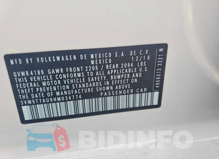 3VW5T7AU9HM034774 Photo# 13