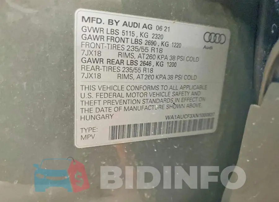 WA1AUCF3XN1000837 Photo# 13