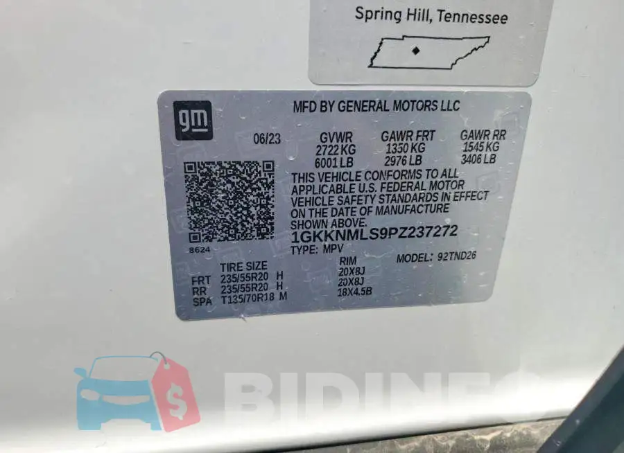 1GKKNMLS9PZ237272 Photo# 13