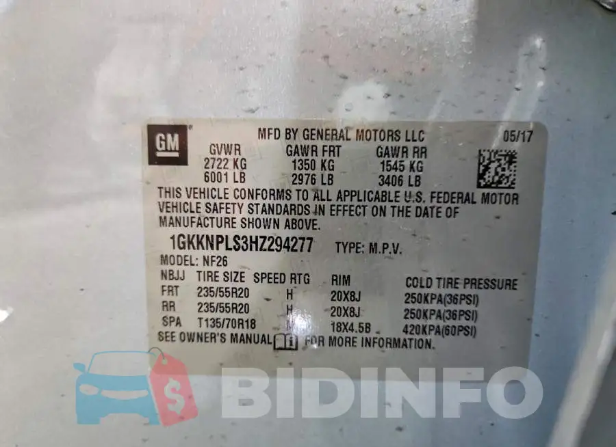 1GKKNPLS3HZ294277 Photo# 14