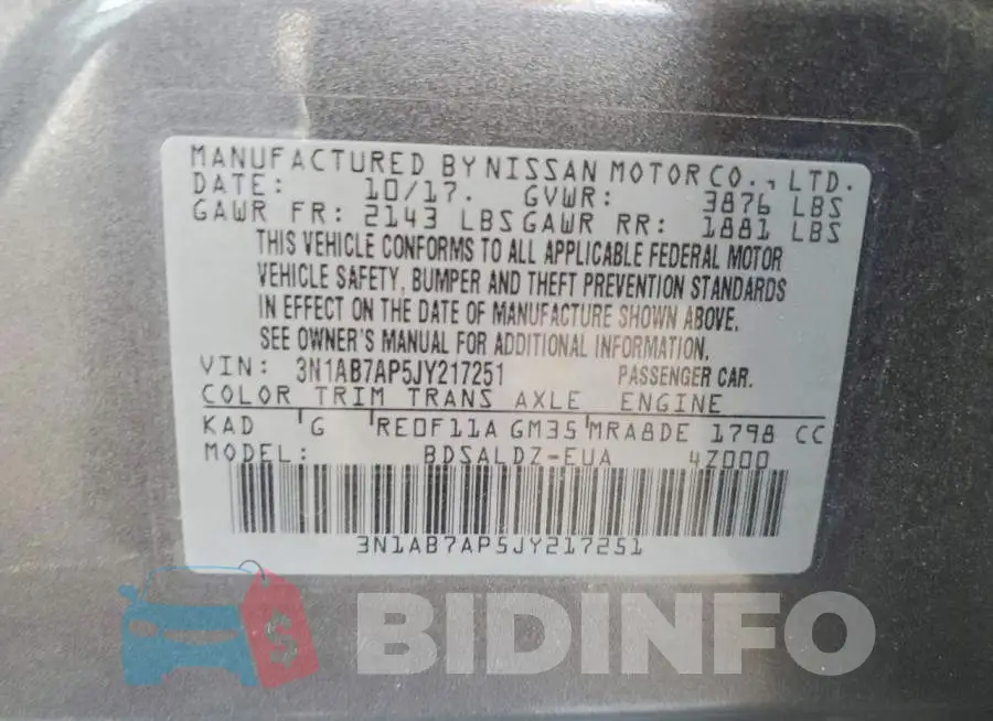 3N1AB7AP5JY217251 Photo# 13