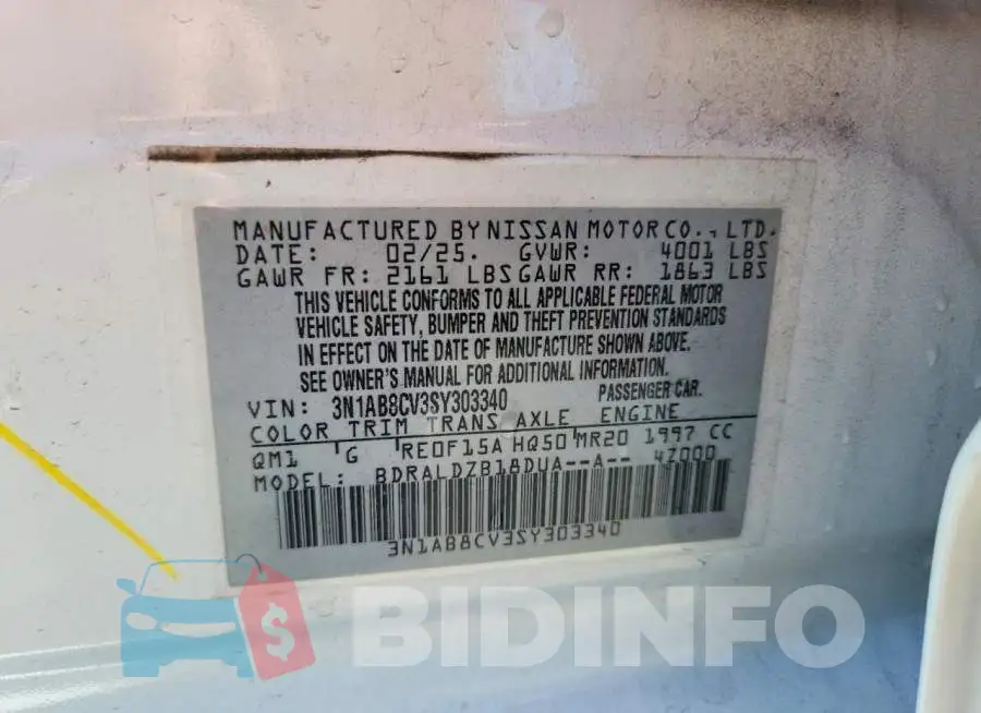 3N1AB8CV3SY303340 Photo# 12