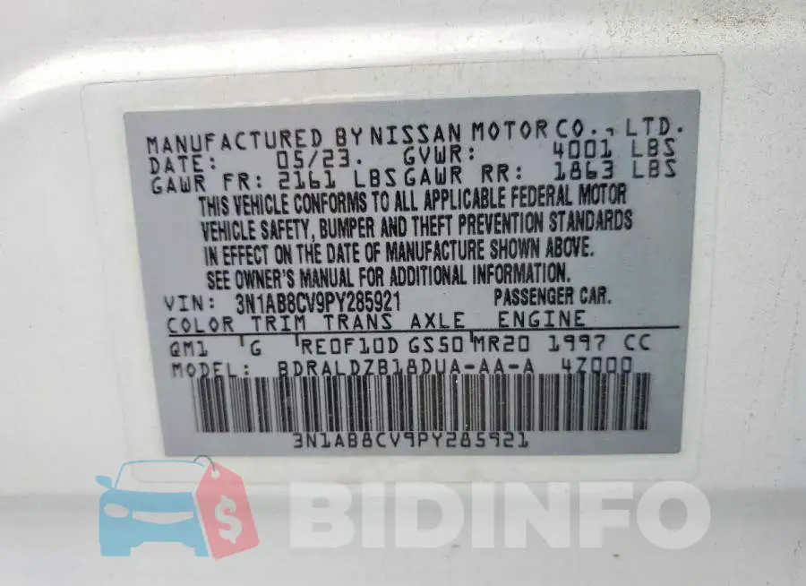 3N1AB8CV9PY285921 Photo# 13