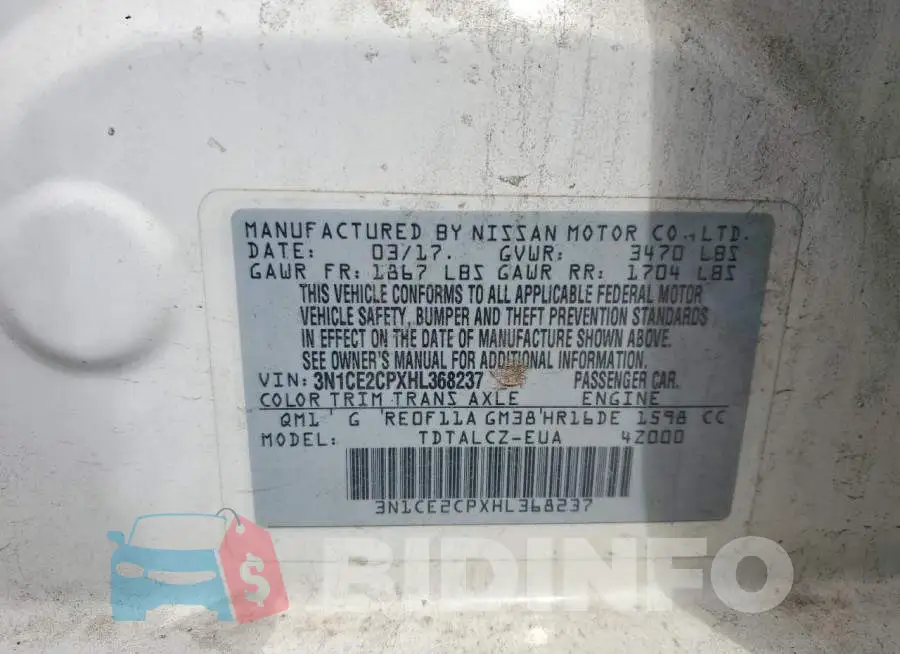 3N1CE2CPXHL368237 Photo# 12