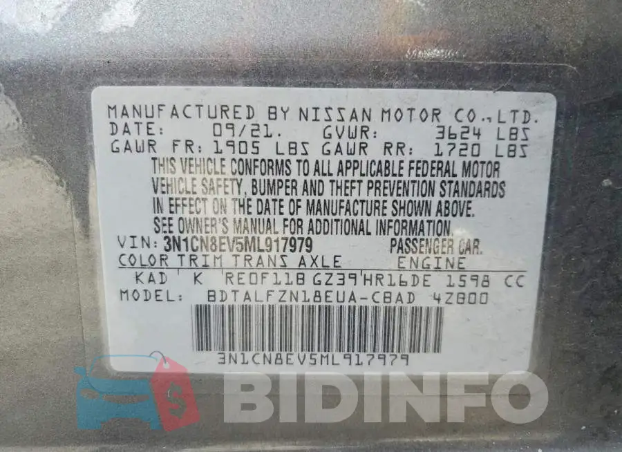 3N1CN8EV5ML917979 Photo# 12