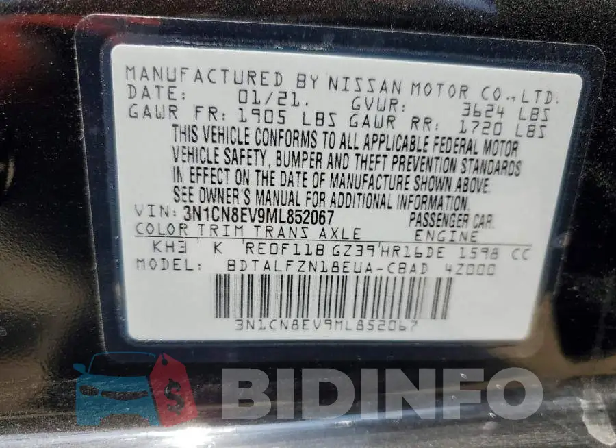 3N1CN8EV9ML852067 Photo# 13