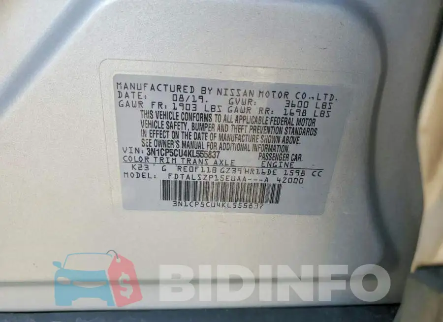 3N1CP5CU4KL555837 Photo# 12