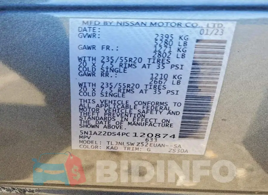 5N1AZ2DS4PC120874 Photo# 13
