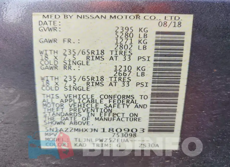 5N1AZ2MHXJN180903 Photo# 14