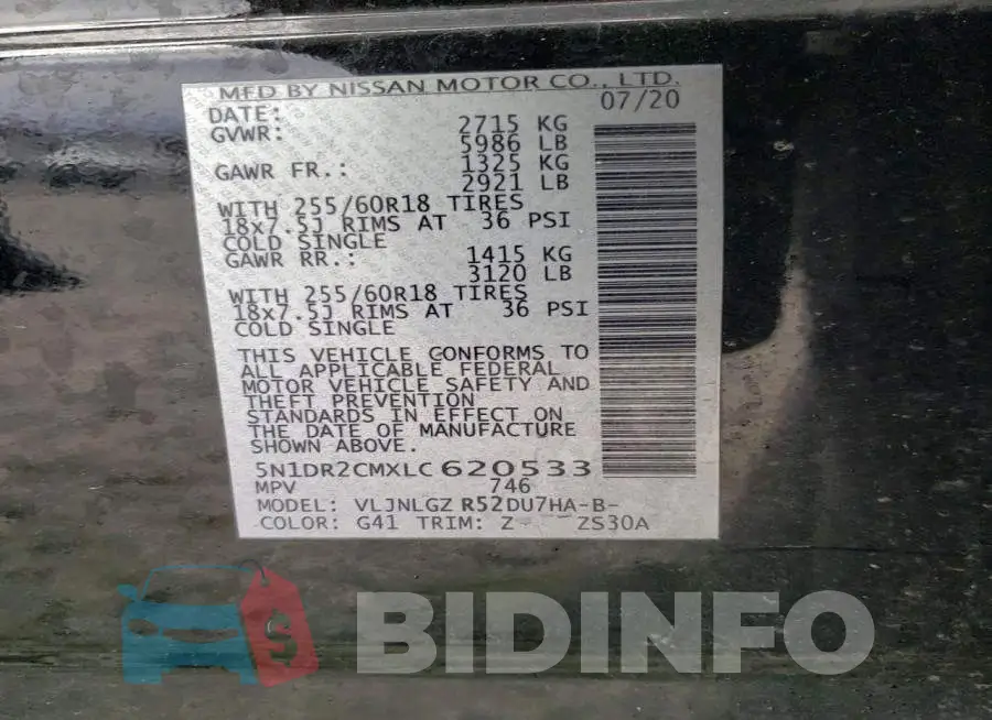 5N1DR2CMXLC620533 Photo# 13