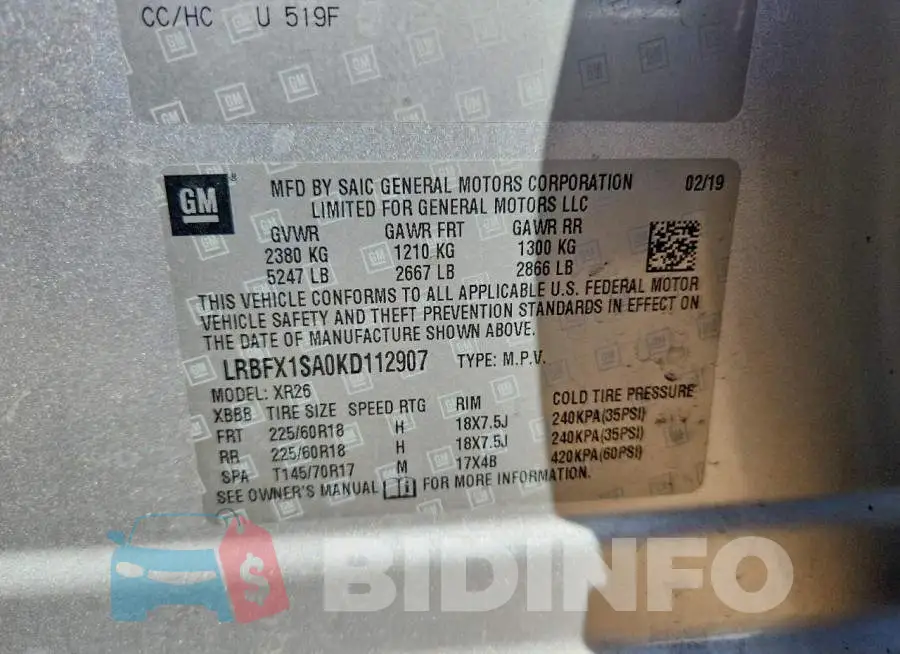 LRBFX1SA0KD112907 Photo# 12