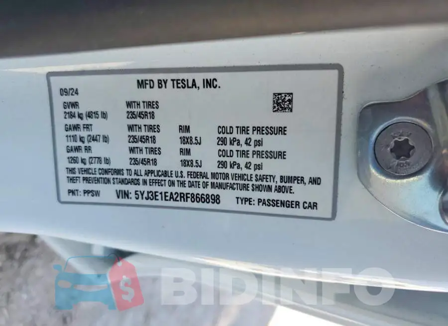 5YJ3E1EA2RF866898 Photo# 12