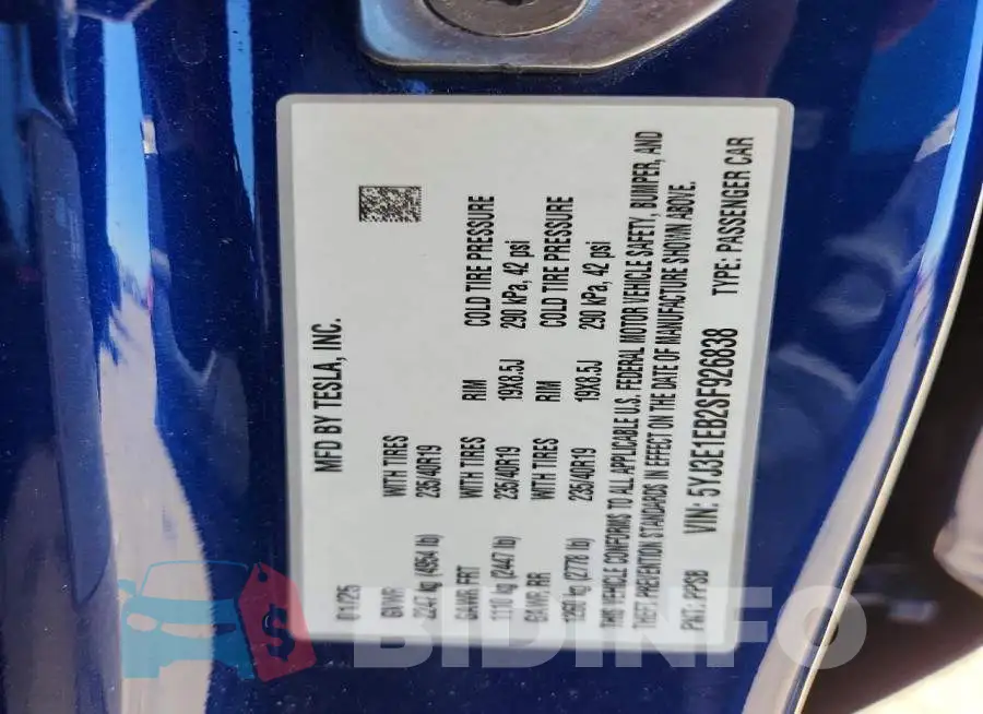 5YJ3E1EB2SF926838 Photo# 12
