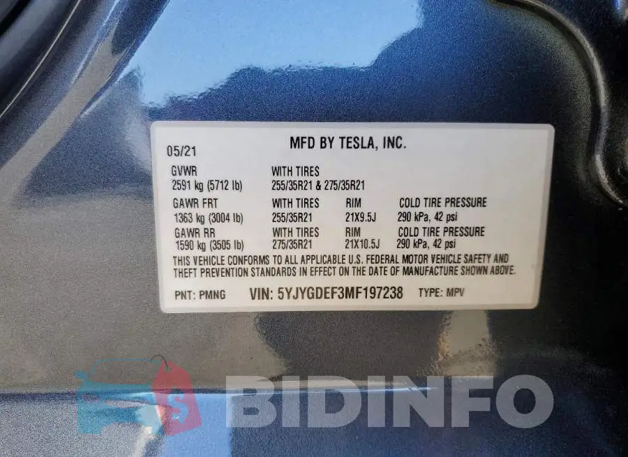 5YJYGDEF3MF197238 Photo# 12