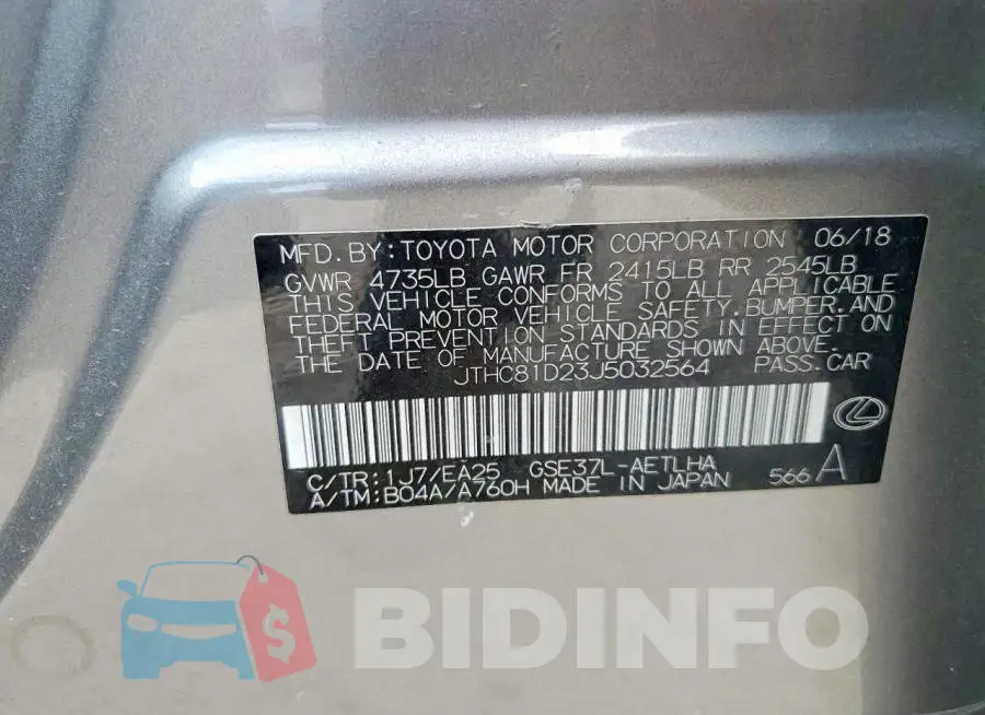 JTHC81D23J5032564 Photo# 12