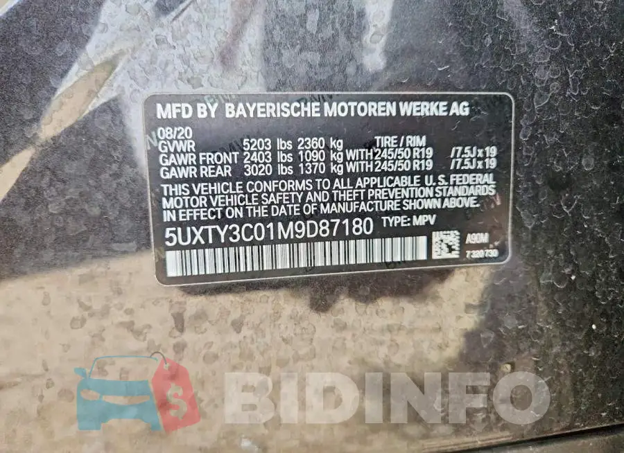 5UXTY3C01M9D87180 Photo# 12