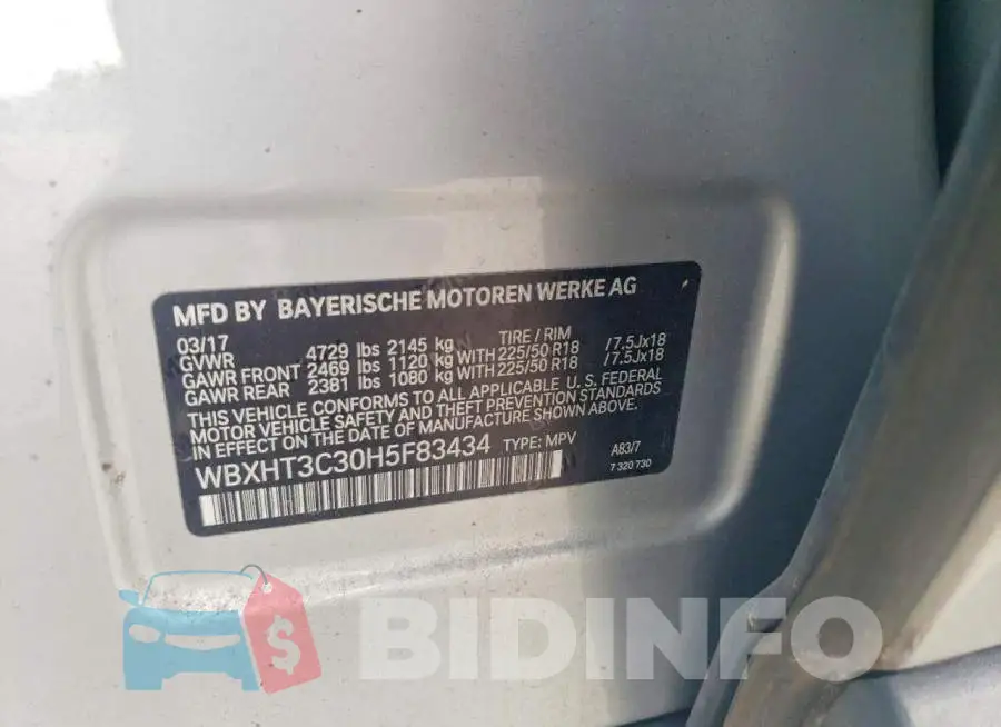 WBXHT3C30H5F83434 Photo# 13