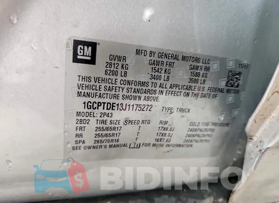 1GCPTDE13J1175272 Photo# 12