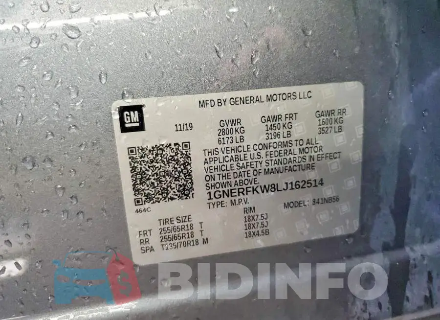 1GNERFKW8LJ162514 Photo# 13
